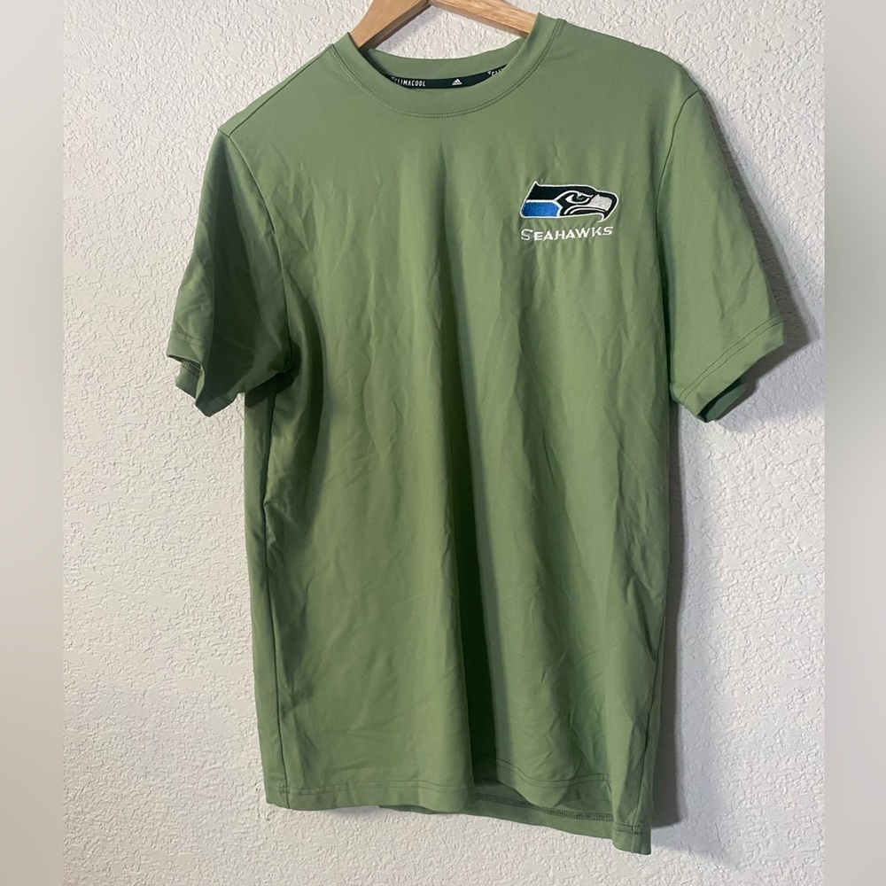 adidas Olive Green Men's Seattle Seahawks Clima cool Short Sleeve sports Tee